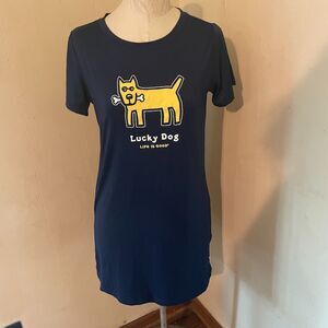Women's LIFE IS GOOD LUCKY DOG Sleep Shirt S NWOT